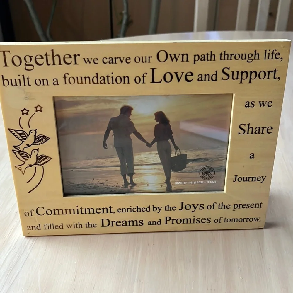 Wooden picture frame with message: Together
